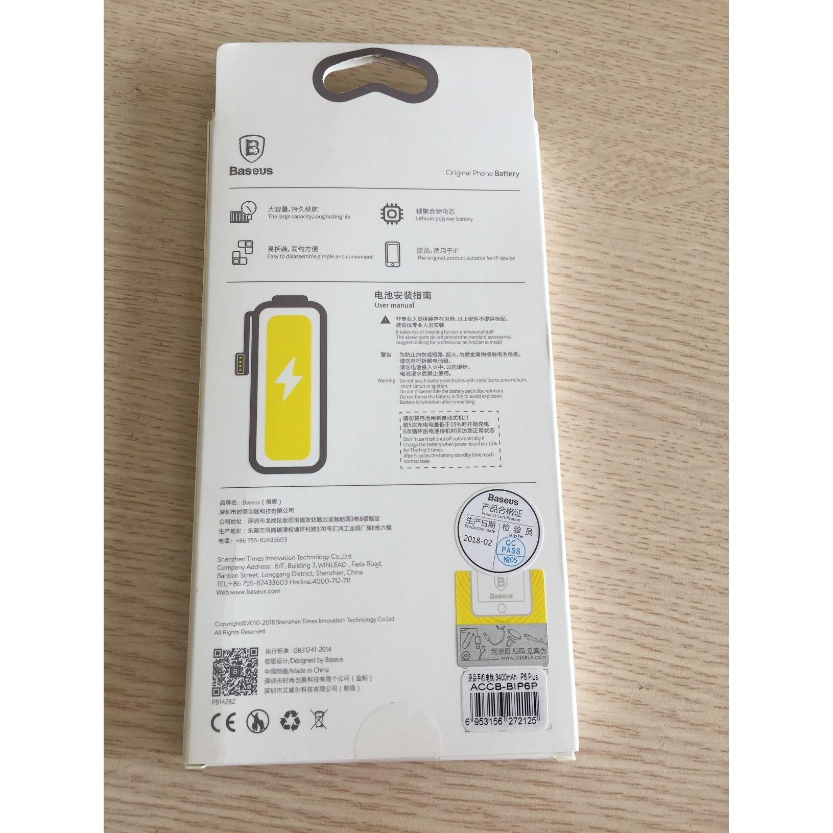 Pin iPhone 6 Plus - hiệu Baseus (3400 mAh)