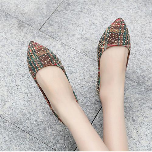 Giày búp bê bọc vải đính đá cao cấp (E176)