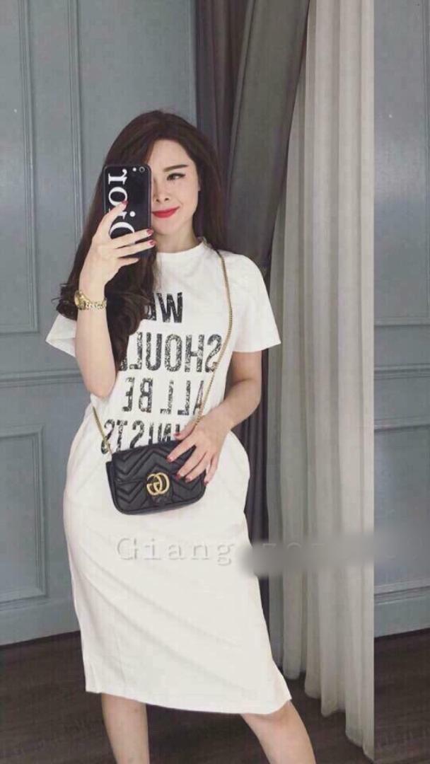 [HCM]Đầm thun đáng suông in chữ