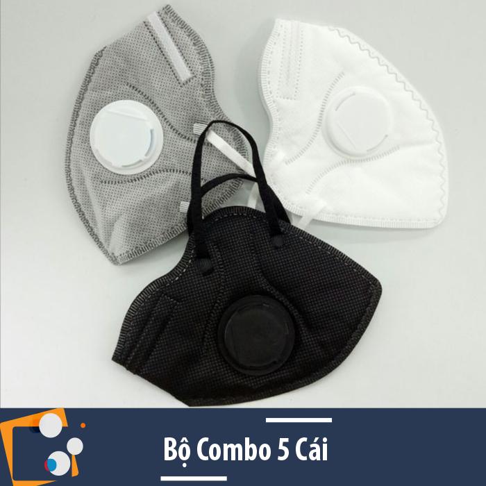 [HCM]Bộ 5 Cái Khẩu Trang Lọc Bụi Kiểu 3M Có Van