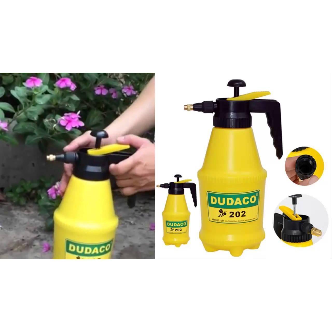 Bình tưới cây xịt nước phun thuốc bơm tay Dudaco 2 lít (vàng)