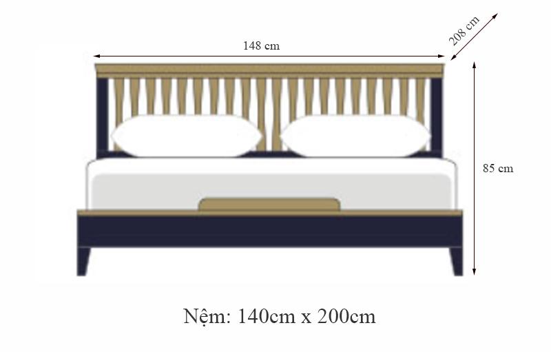 Giường đôi NB-Blue gỗ tự nhiên