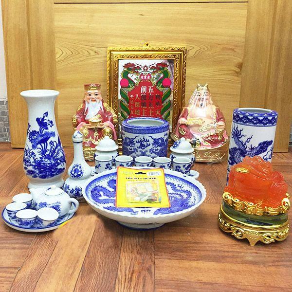 Bộ kỷ ban thờ 5 chén, gốm sứ Bát Tràng