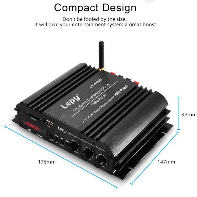 ÂM LY MINI LEPY LP- 269S Bluetooth Amplifier 4-channel HiFi Stereo Audio Support SD USB FM - Tặng code giảm giá