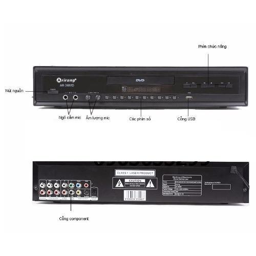 [HCM]Đầu DVD Karaoke Arirang AR-36MD (ĐEN) + 2 micro có dây Arirang 3.6C