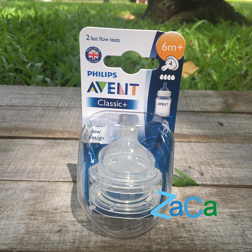Hộp 2 núm ty bình sữa AVENT Classic size 4 (>6th)