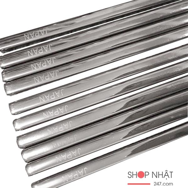 Bộ 5 đôi đũa inox đặc ruột cao cấp (Trắng) hàng nhập khẩu Nhật Bản