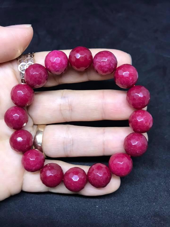[HCM]VÒNG TAY HỒNG RUBY MÀI GIÁC 12LY