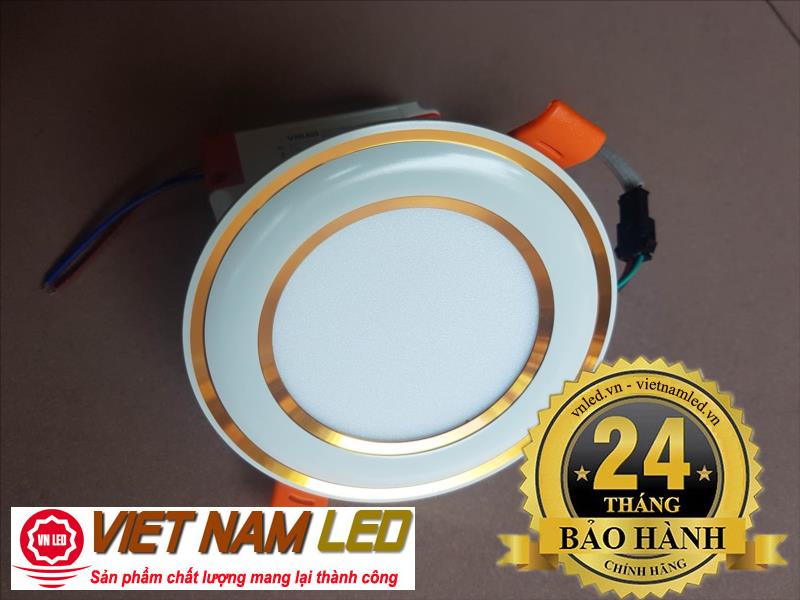 Đèn Led âm trần 7W viền vàng cong, đổi 3 màu