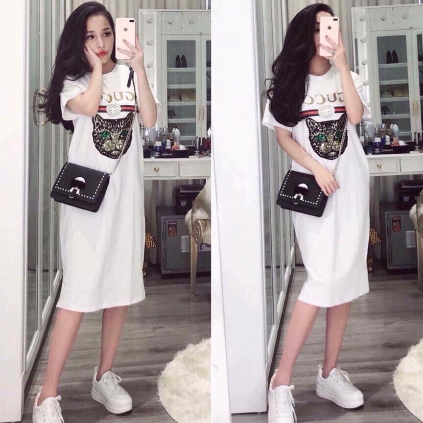 [HCM]Đầm suông in hình mèo siêu hót
