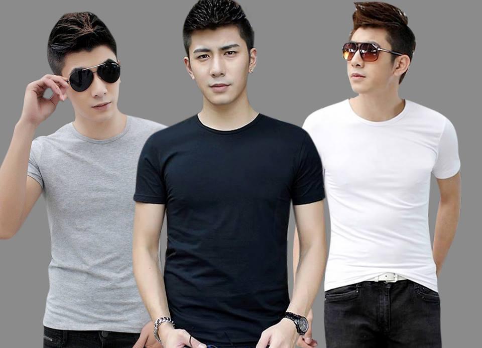 Bộ 3 áo thun nam body cổ tim vải dày mịn thoáng mát