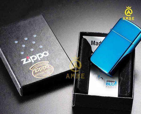 Zippo Sapphire Slim xanh bóng 20494
