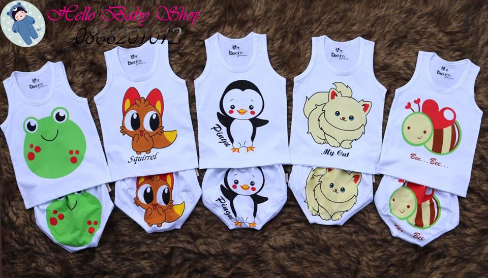 Áo quần em bé sét 5 bộ ba lổ cotton cao cấp