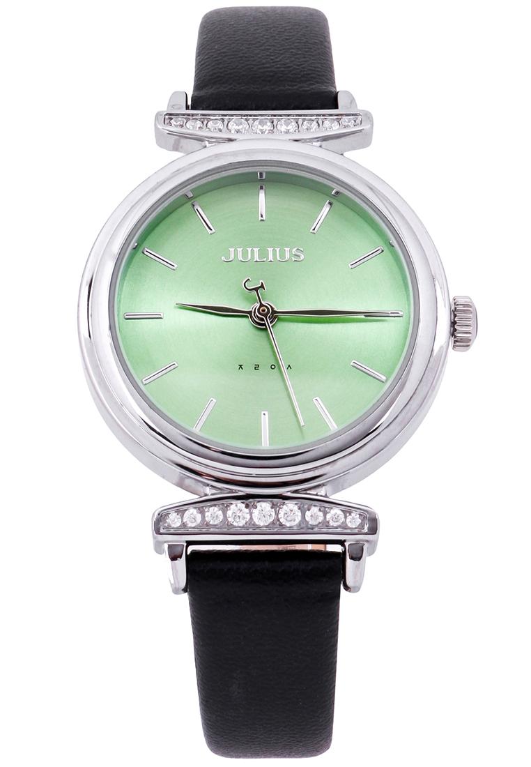 Đồng Hồ Nữ Julius Hàn Quốc Dây Da JA-1031 (Đen Mặt Xanh)