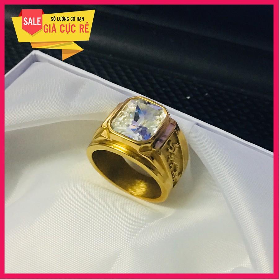 Nhẫn bạc Thái mặt đá trắng cao cấp, thời trang, cao cấp (vàng)