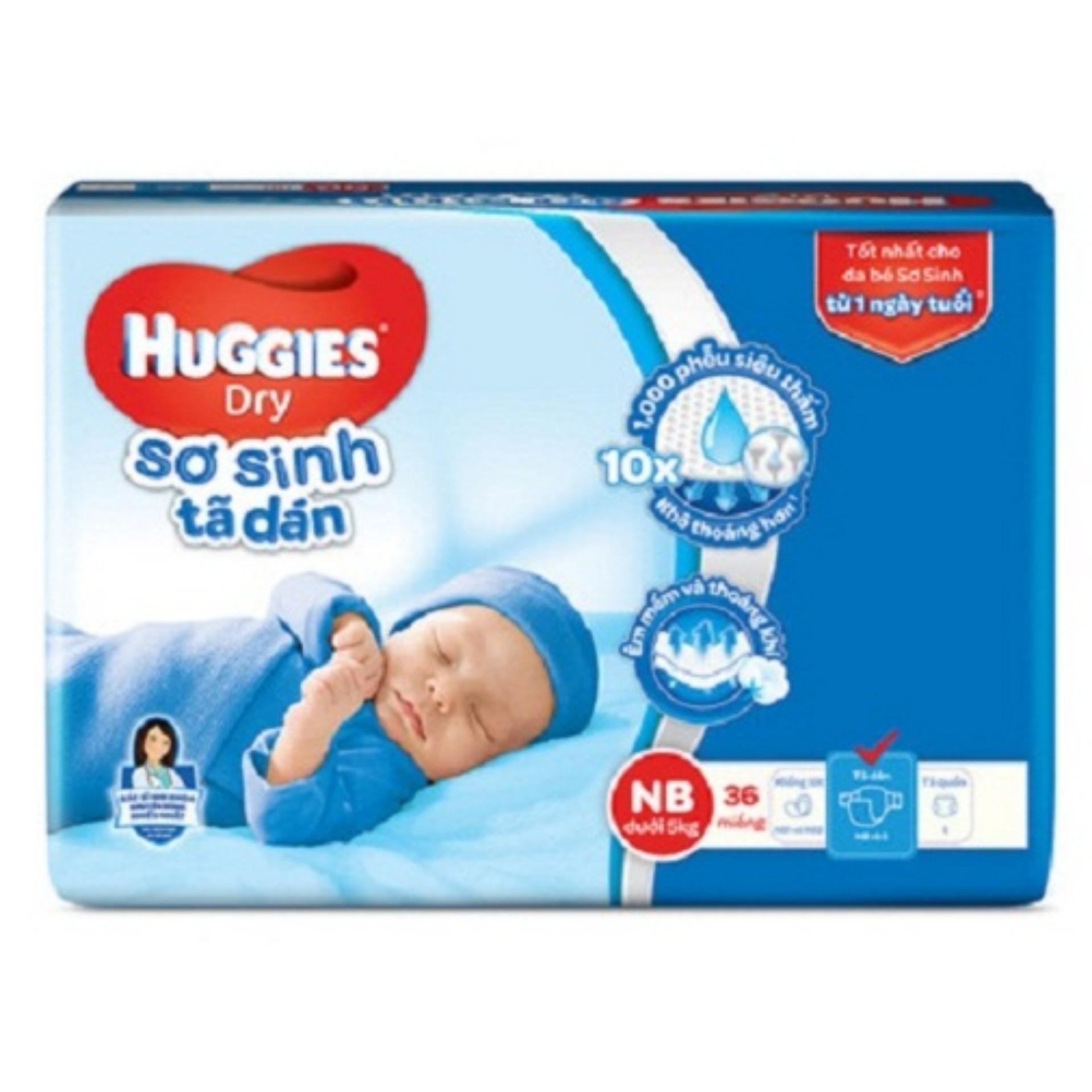 Tã dán sơ sinh Huggies Newborn 36 miếng (cho bé dưới 5kg)