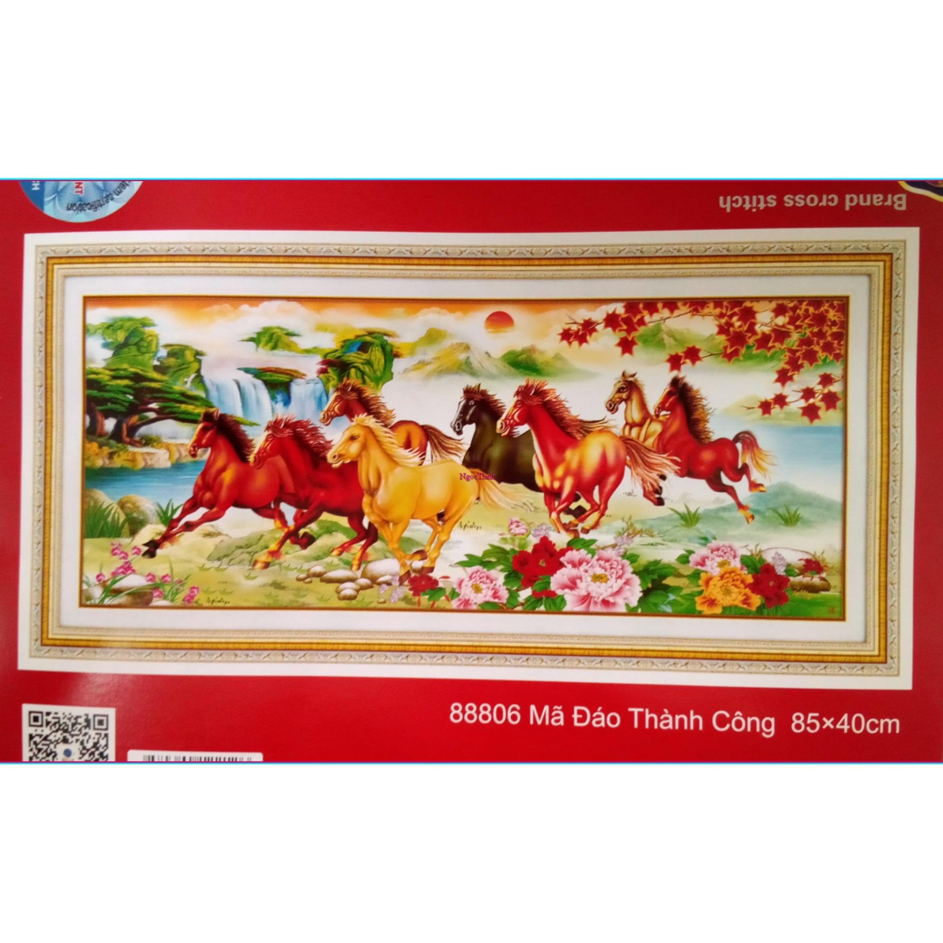 Tranh thêu chữ thập, đính cườm Mã đáo Thành Công DLH-88806-Tổng kho sỉ