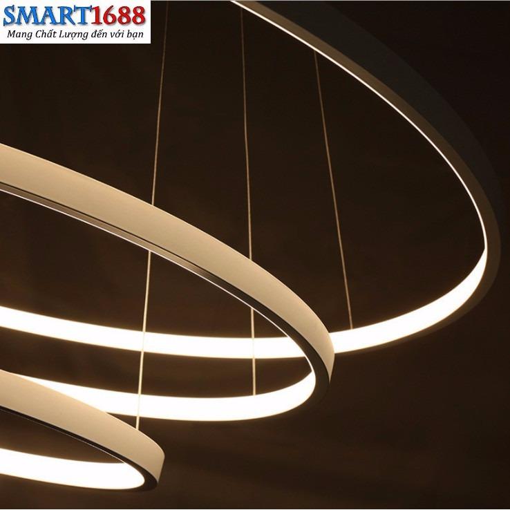 Đèn led thả trần hình tròn 3 vòng Smart1688 (20+40+60CM/75W) (Ánh sáng vàng)