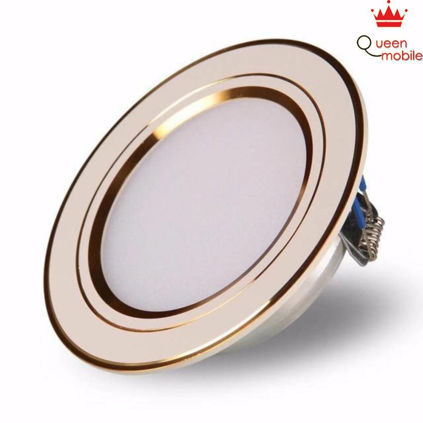 Bộ combo 10 bóng đèn led downlight âm trần 3 màu viền vàng công suất 7W