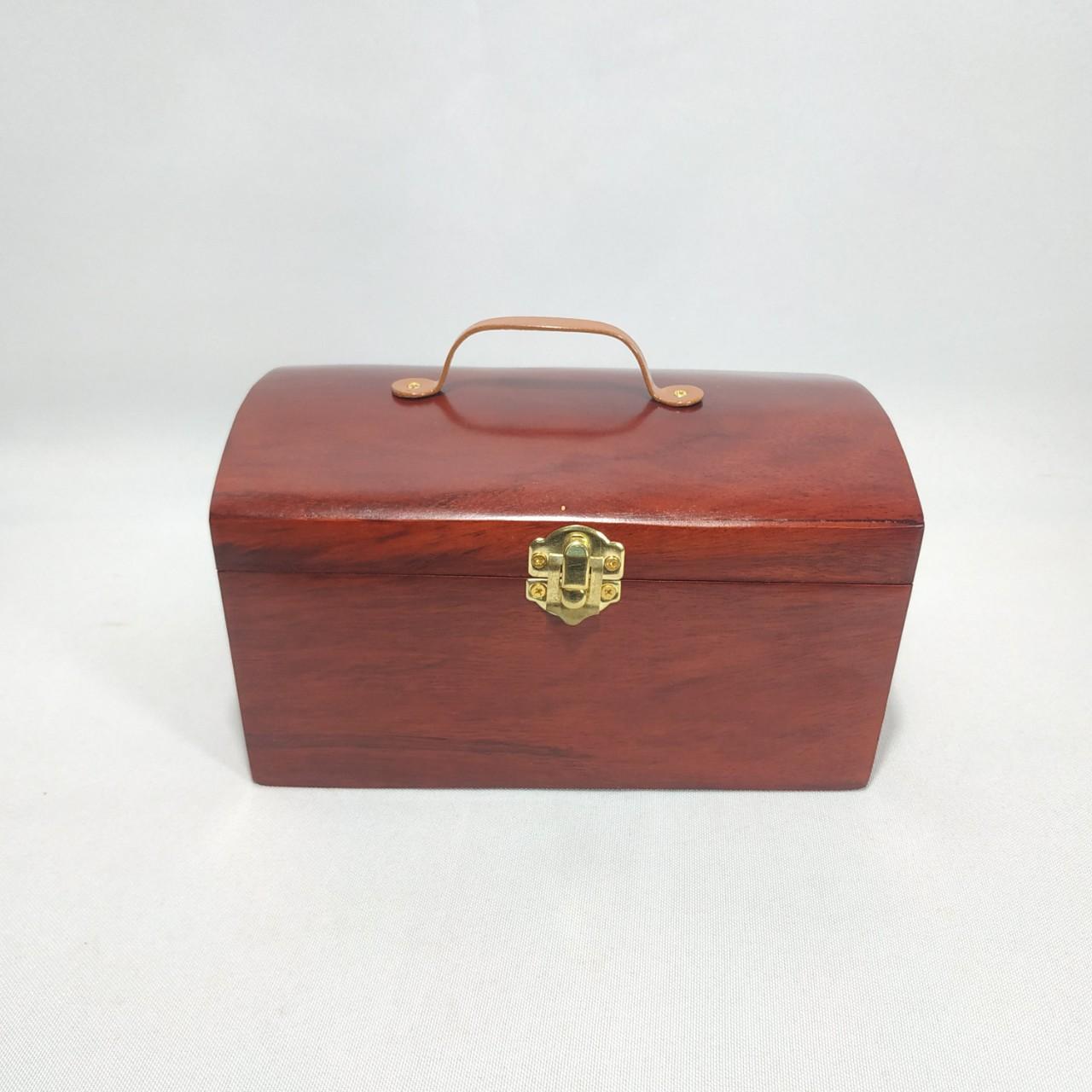 HỘP ĐỰNG CON DẤU CÔNG TY, ĐỰNG TRANG SỨC NẮP VÒM CÓ QUAI XÁCH GỖ HƯƠNG