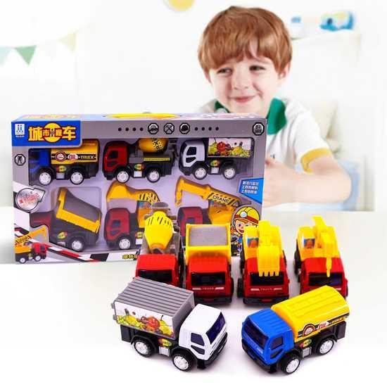 Đồ chơi xe công trình chạy đà siêu bền chắc chắn dành riêng cho bé trai trên 1 tuổi, Bọ do choi 6 xe cong trinh chay da