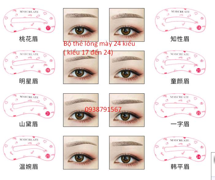 [HCM]KHUÔN MÀY 24 KIỂU HÀN QUÔC- KHUÔN VẼ LÔNG MÀY