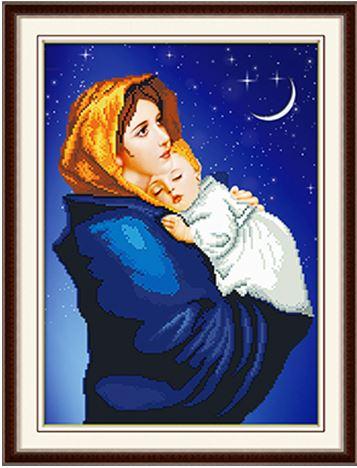 [HCM]Tranh Đính Đá Nổi Kim Cương Đa Sắc Đức Mẹ Maria Bồng Chúa YN5212 - Màu sắc tươi sáng hình ảnh chân thật không phai màu