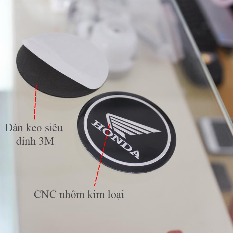 Bộ 2 Logo Tròn Honda nhôm Dán keo 3M