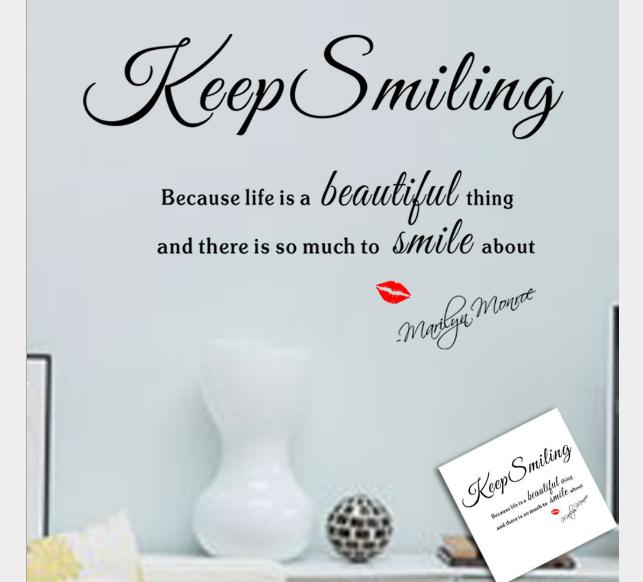 Decan dán tường chữ nghệ thuật keep smiling- ZY8163-46