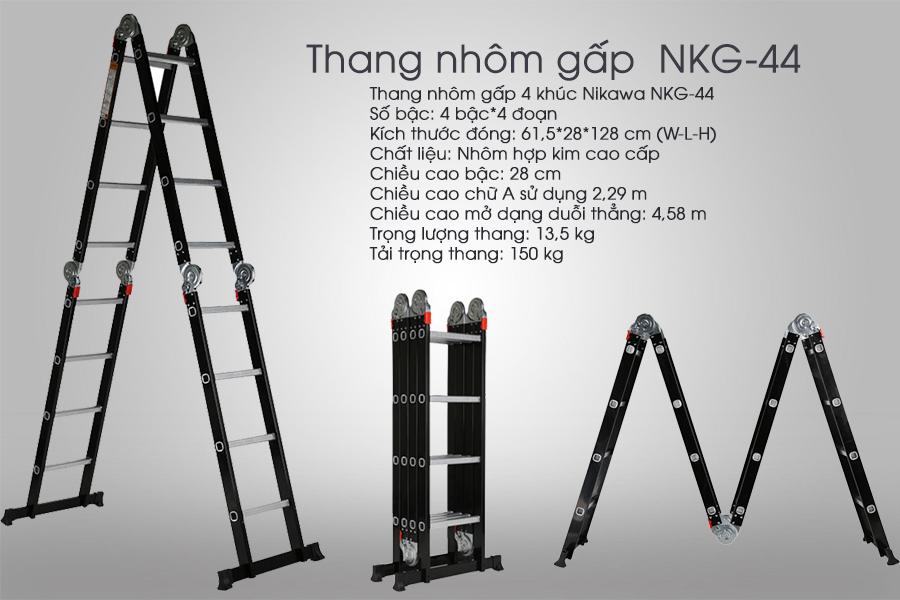 Thang nhôm gấp 4 đoạn Nikawa NKG44 - 4,6m Nhật Bản