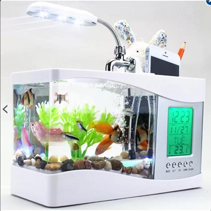 Bể cá phong thủy để bàn mini (trắng)
