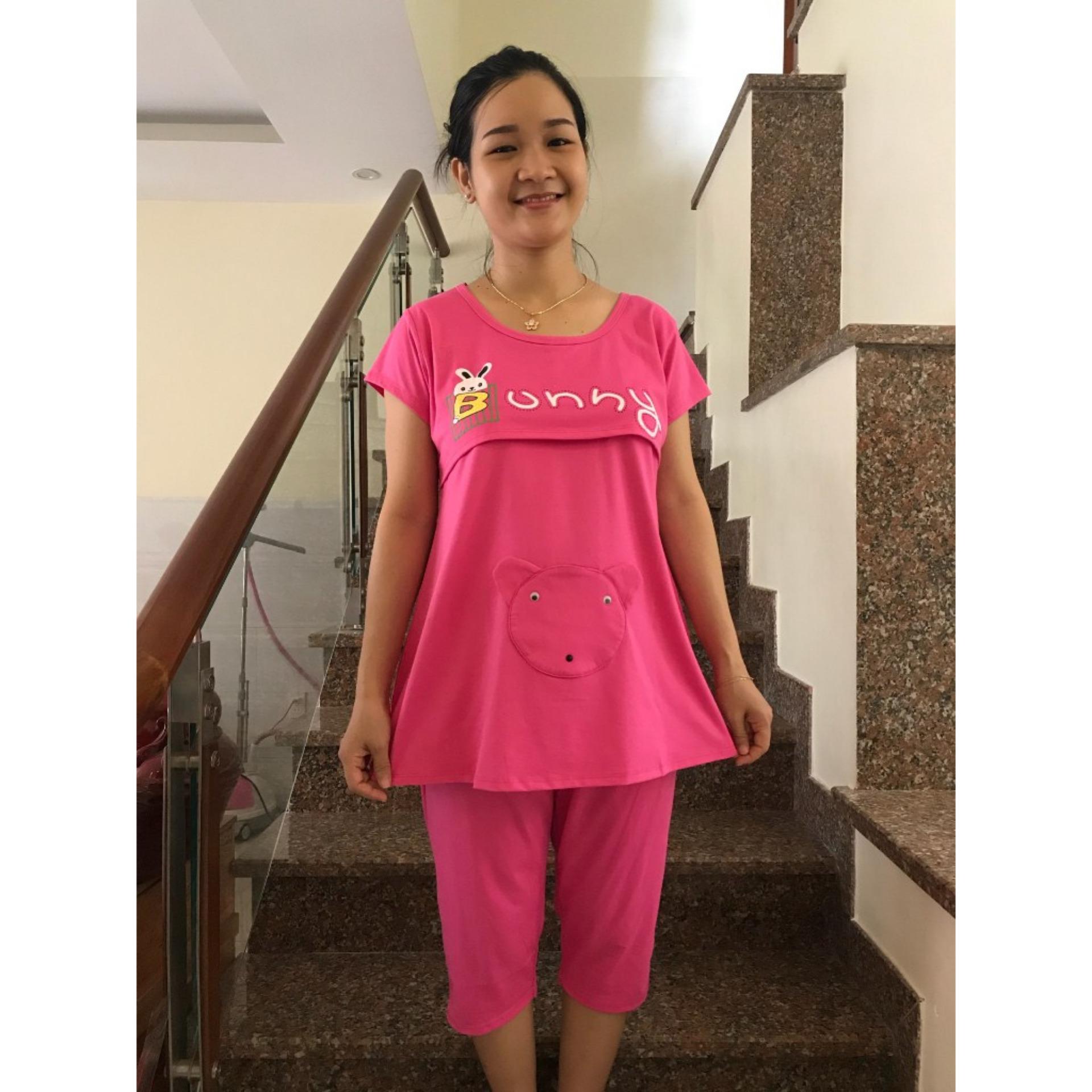 Đồ bộ bầu lửng 2 chức năng Bunny (hồng tươi)