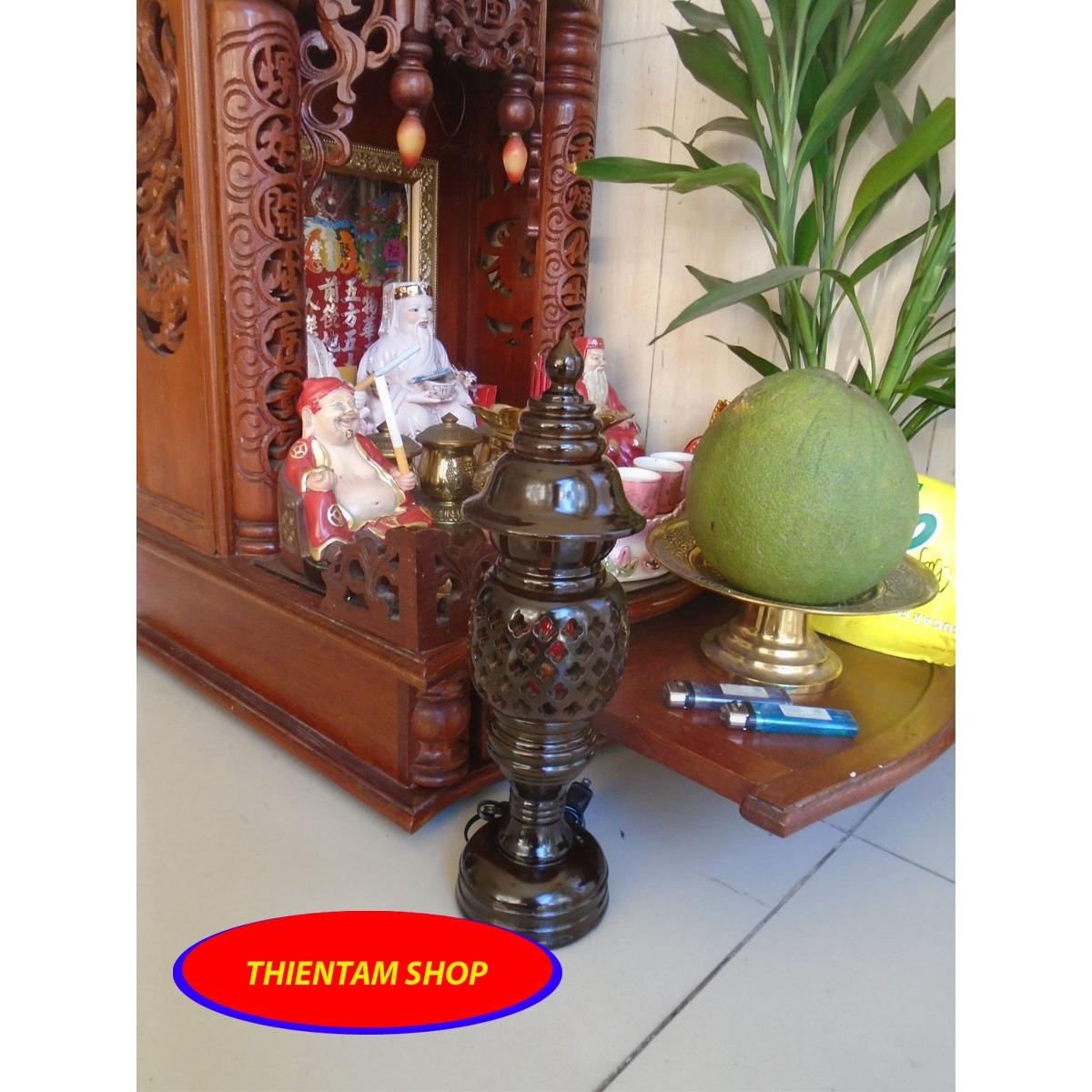 [HCM]Đèn trưng bàn thờ gỗ muồng màu đen đơn (DTDE34D) (1 đèn)