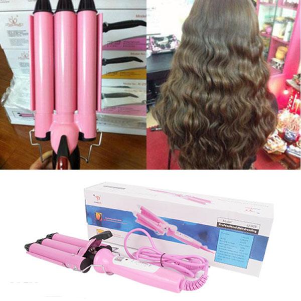 MÁY UỐN TÓC GƠN SÓNG 3 TRỤC ( HỒNG )