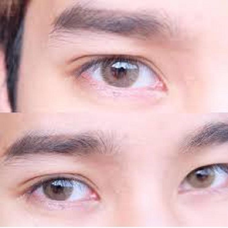 Combo Contact Lens Brown Color Eye Accessory Yearly 0 Degree Korea 1 Gift Lenses Container Case (MS:135)