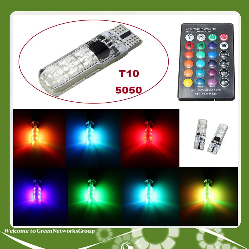 Bộ đèn Led 5050 RGB có remote điều khiển màu + chế độ nháy, sáng chuẩn T10 12v GreenNetworks