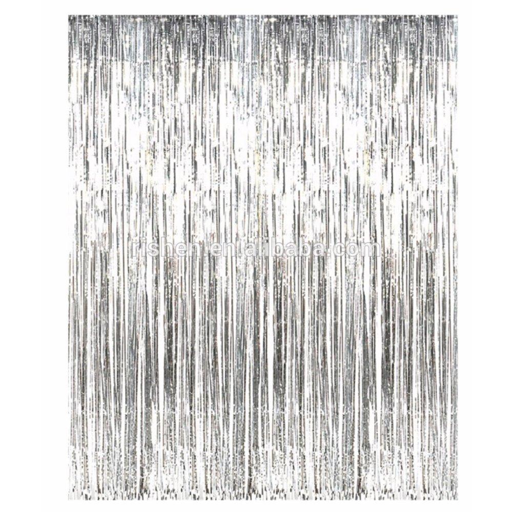 2 rèm trang trí màu bạc 2x2 mét