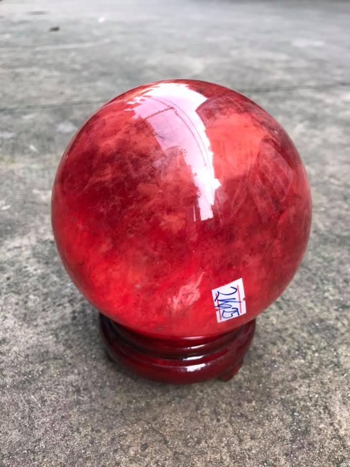 [HCM]QUẢ CẦU ĐÁ NÚI LỬA ĐỎ ĐƯỜNG KÍNH 12-13CM- TẶNG KÈM CHÂN ĐẾ