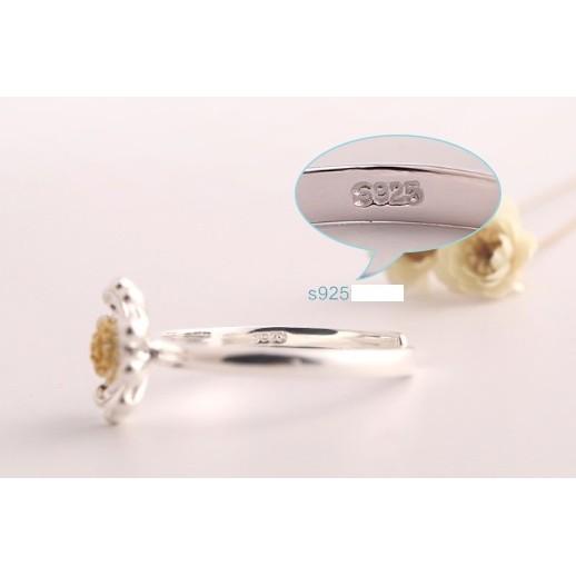 [HCM]Nhẫn bạc hoa cúc ít cánh cao cấp Hàn Quốc