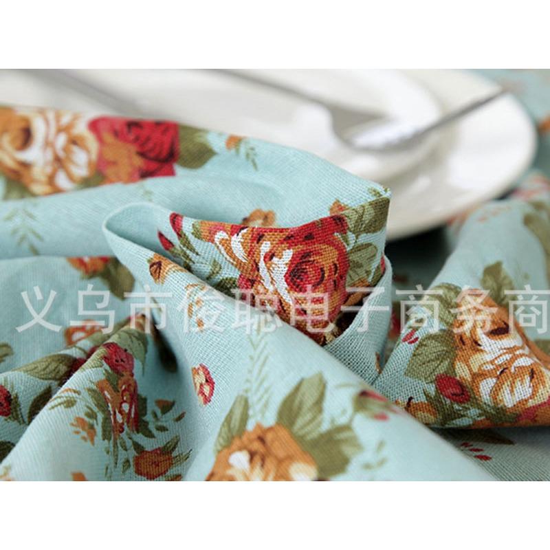 140x240cm trangtrinhacua KHĂN BÀN CAO CẤP HOA HỒNG XANH khăn trải bàn đẹp khăn ăn tablecolths tableware flower canvas vintage tea dining table cafe fabric linen cotton