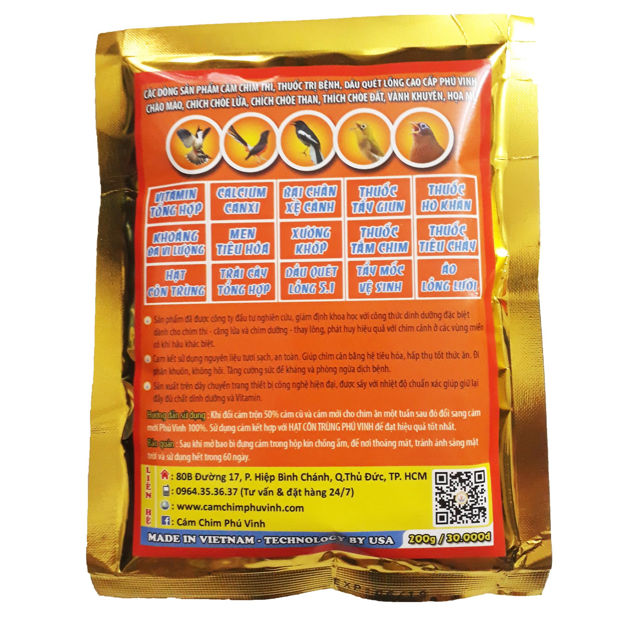 Phú Vinh Cám Tổng Hợp 200g - Thức Ăn Chim Cao Cấp - Có Thể Dùng Để Tự Trộn Cám