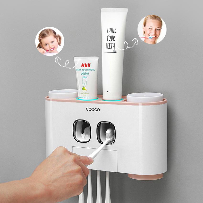 Combo Kệ đựng 4 cốc và 2 kem đánh răng ECOCO E1802 cao cấp