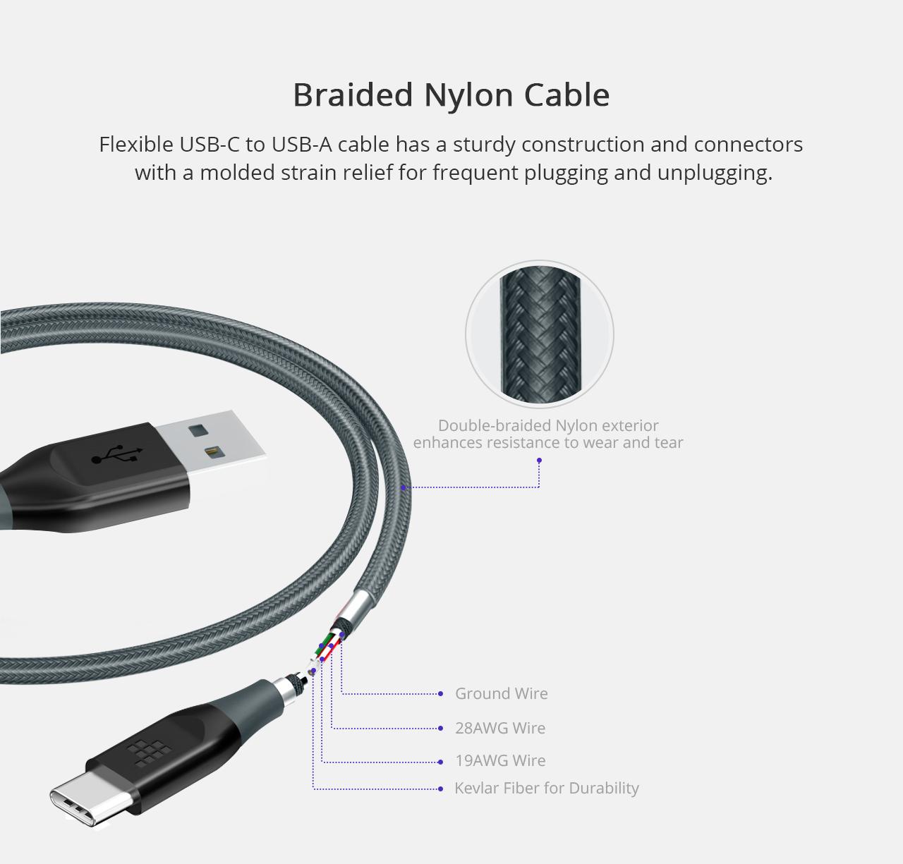 Cáp TRONSMART ATC USB-C to USB 2.0 bện nylon kép dài 0.3m