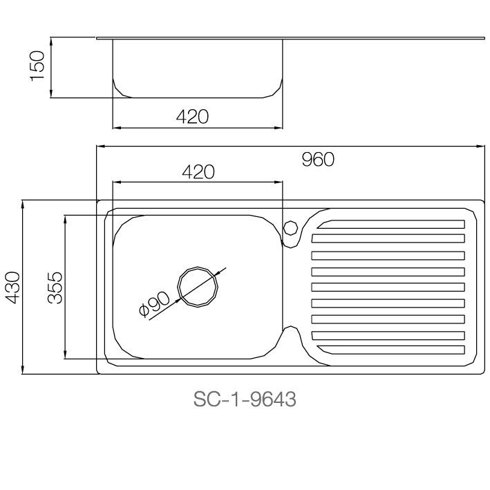 Bồn rửa - SC-1-9643 - INOX SUS 304