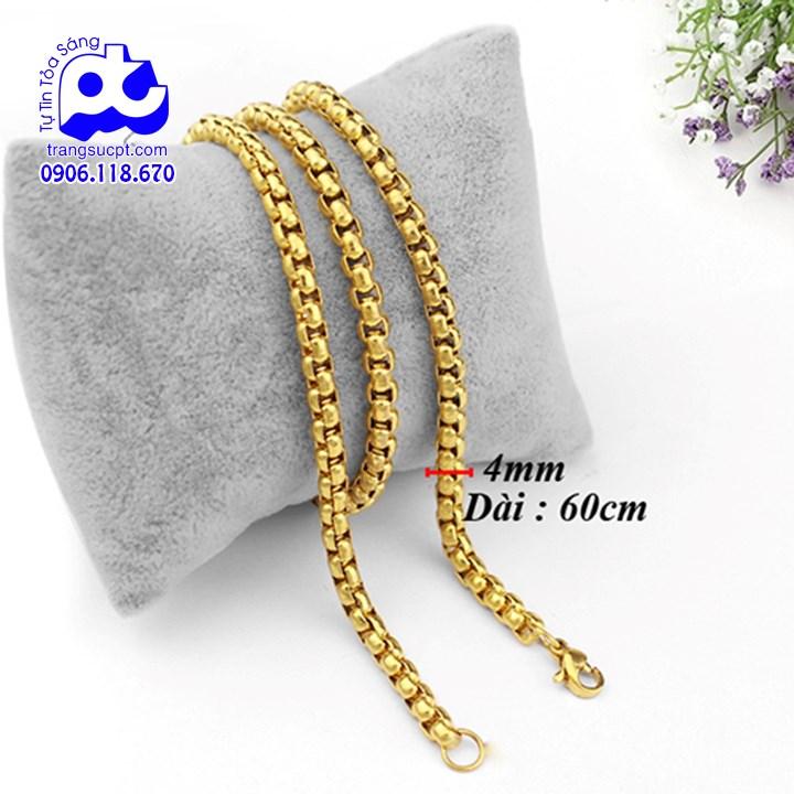 Dây chuyền inox nam bông dừa khít 4mm mạ v