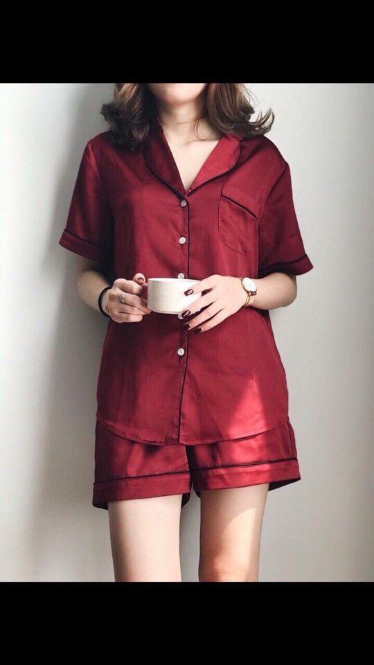Bộ pijama phi lụa hàng Thái cao cấp Jeans Fasshion