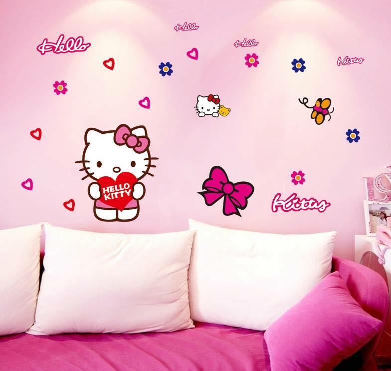 Decal dán tường kitty hồng