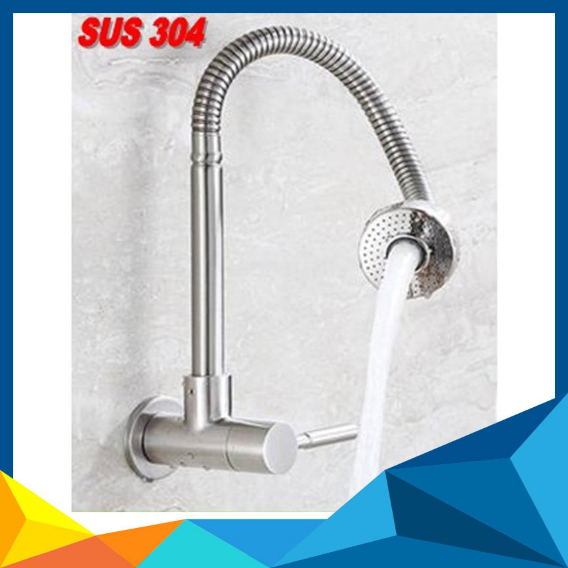 Vòi rửa chén lạnh cắm tường inox 304 (vòi bếp, vòi rửa bát) 6019