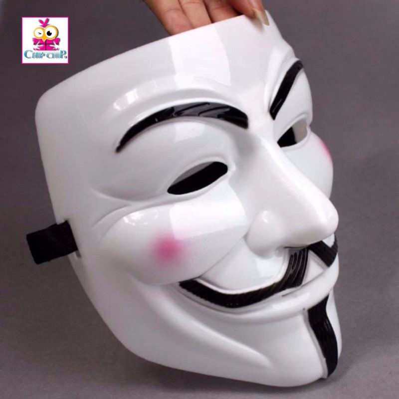 Mặt nạ Hacker - Anonymous - Guy Fawkes - Màu Trắng