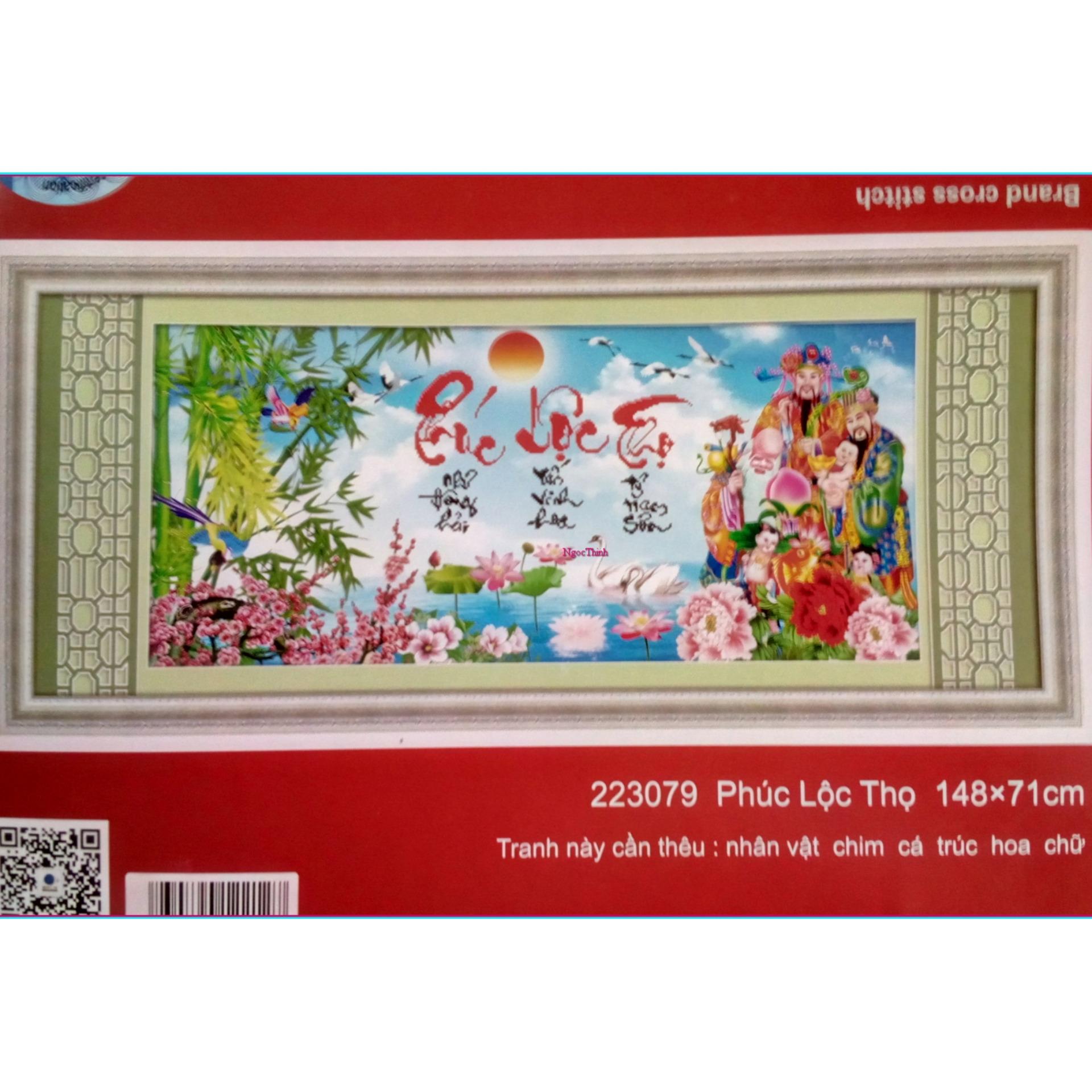 Tranh thêu chữ thập Phúc Lộc Thọ DLH-223079-Siêu thị tranh thêu
